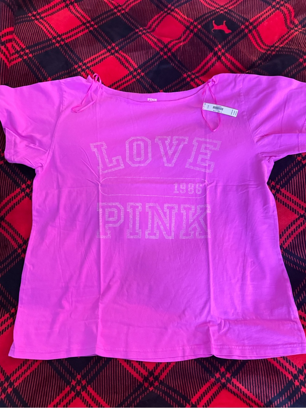 PINK Victoria's Secret Off Shoulder Tee in Pink Berry